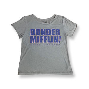 Dunder Mifflin The Office Womens Sleep T-Shirt Gray Blue Heathered Scoop XS 0-2